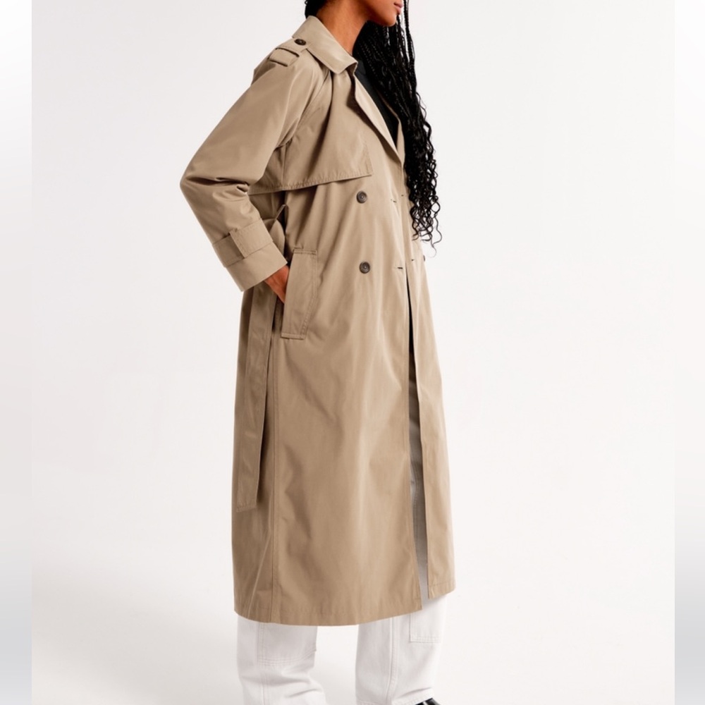 Abercrombie & Fitch Tan oversized Trench Coat - Picture 6 of 7